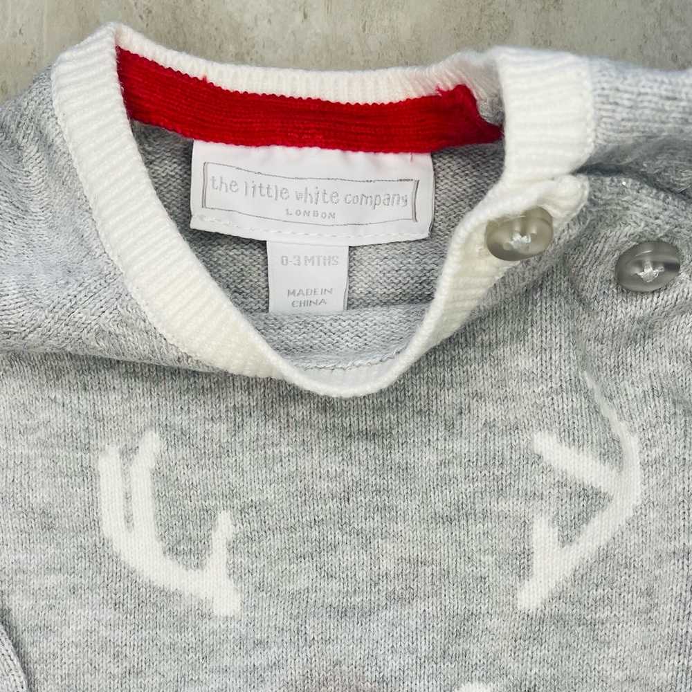 “The little white company” Baby reindeer romper. 0-3 M